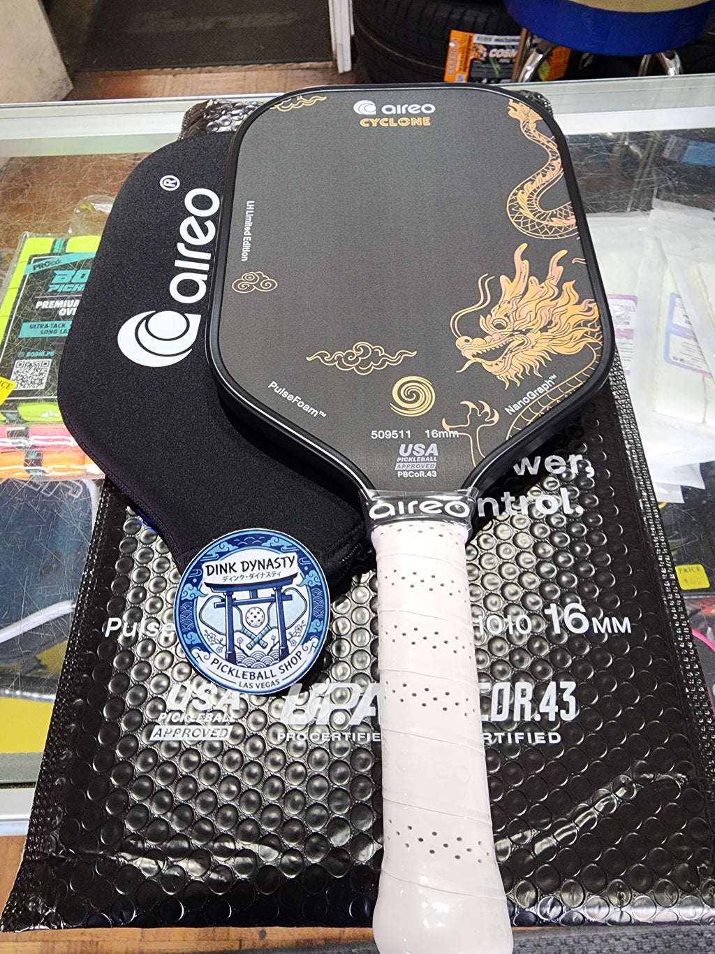 Aireo Cyclone Pickleball Paddle with NanoGraph Grit Surface Dragon Limited Edition Dink Dynasty