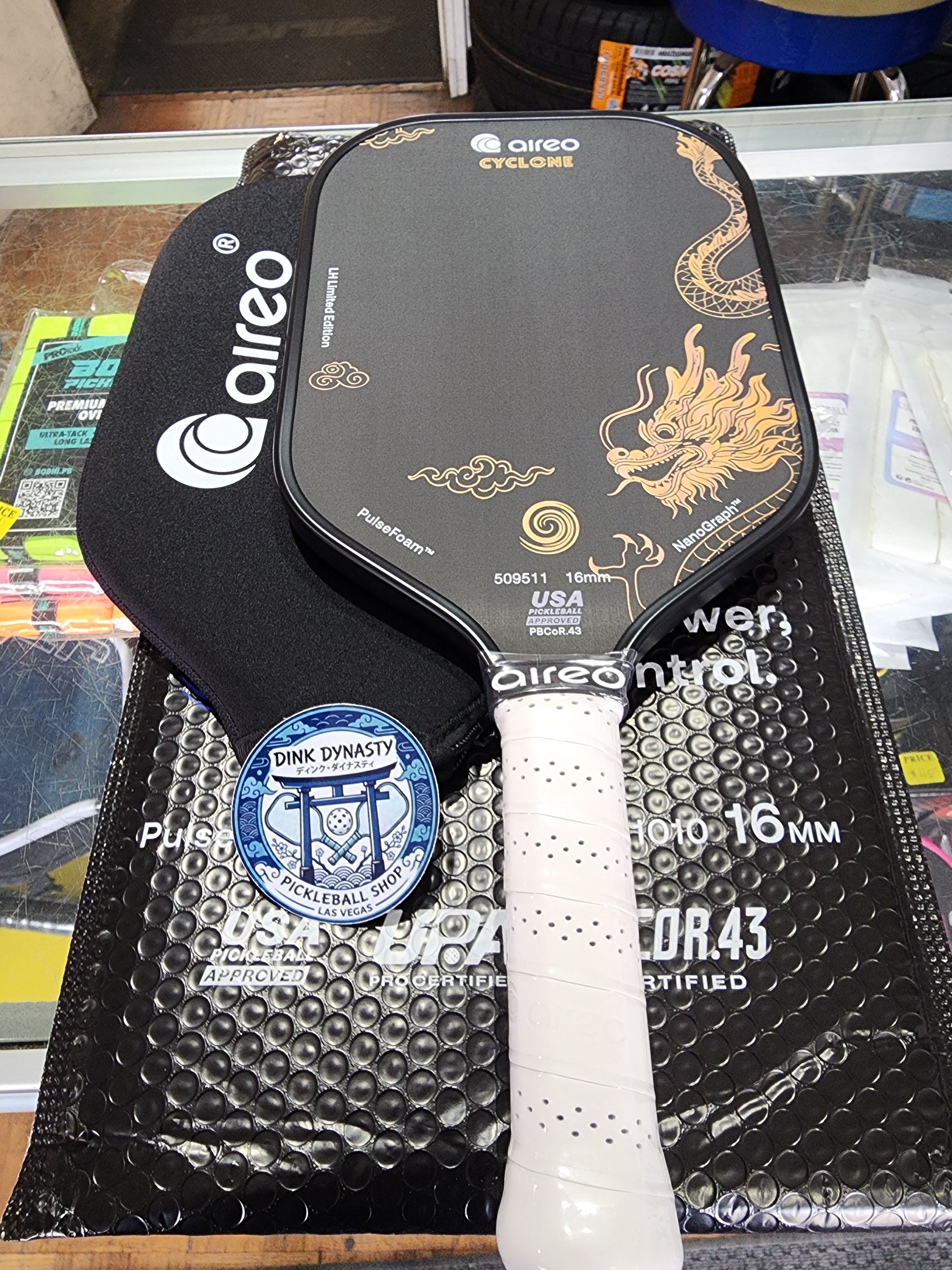 Aireo Cyclone Pickleball Paddle with NanoGraph Grit Surface Dragon Limited Edition Dink Dynasty
