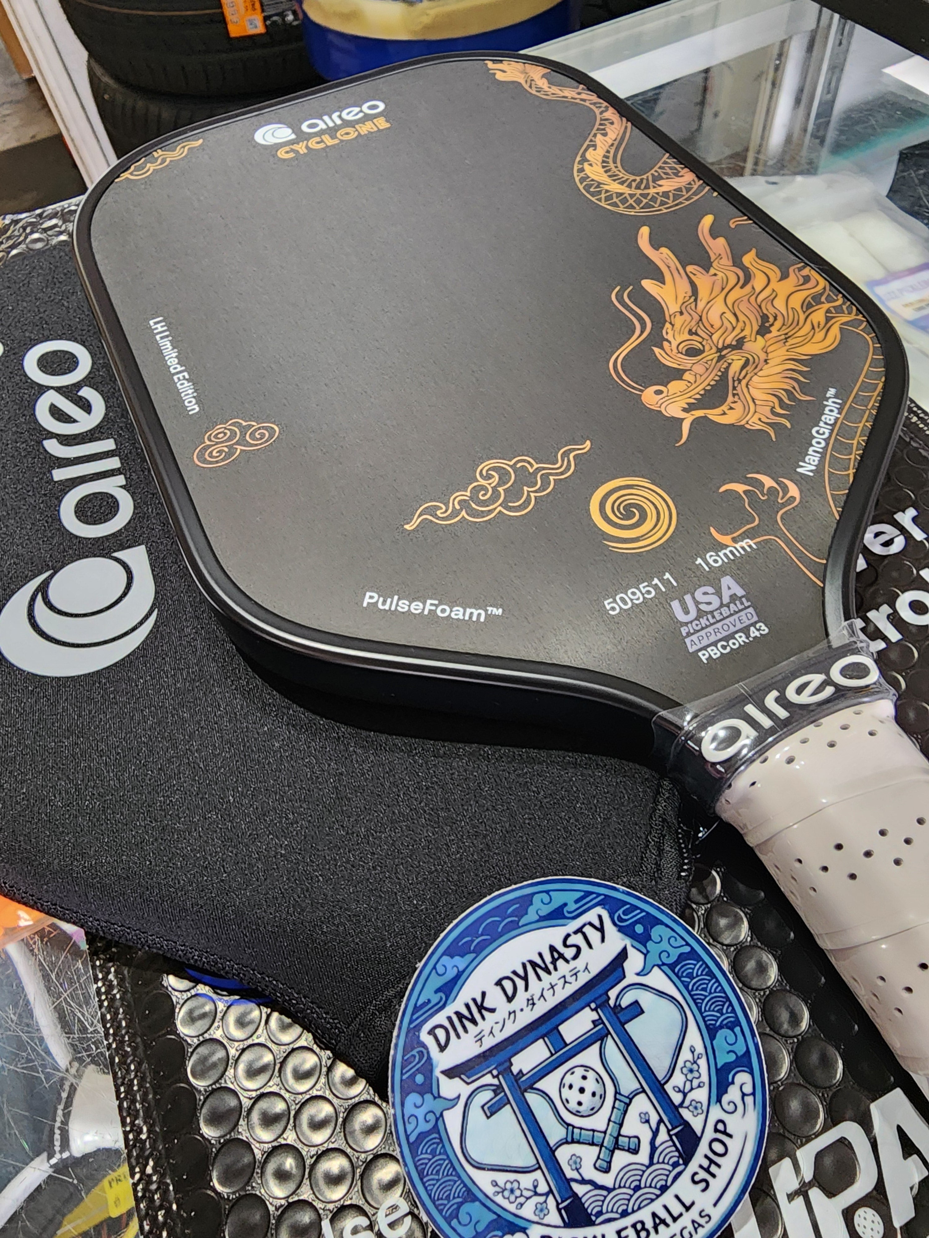 Aireo Cyclone Pickleball Paddle with NanoGraph Grit Surface Dragon Limited Edition Dink Dynasty
