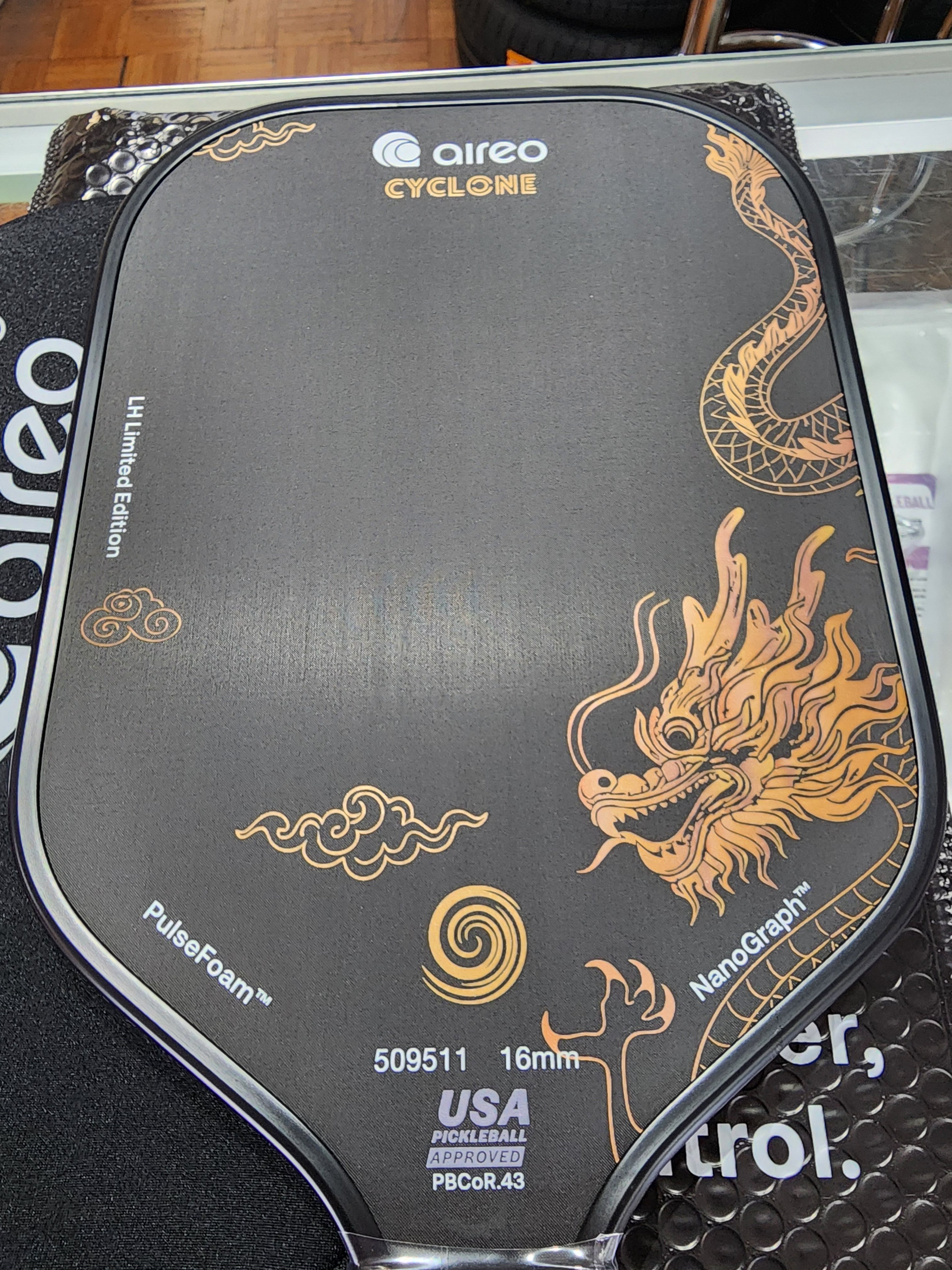 Aireo Cyclone Pickleball Paddle with NanoGraph Grit Surface Dragon Limited Edition Dink Dynasty