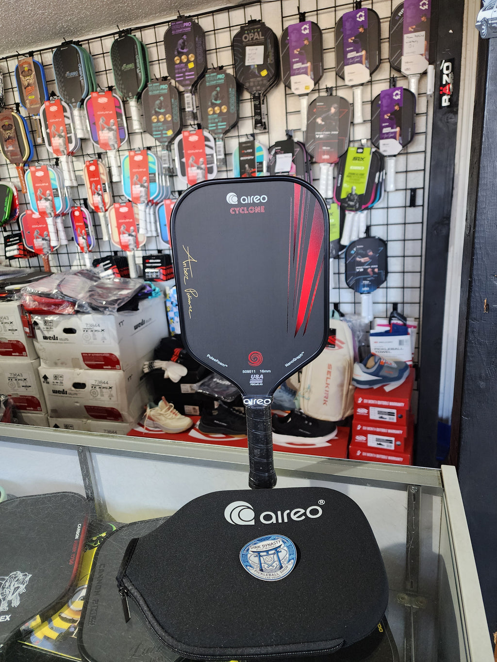 Aireo Cyclone AP Signature Elongated Pickleball Paddle with NanoGraph Grit Surface Dink Dynasty