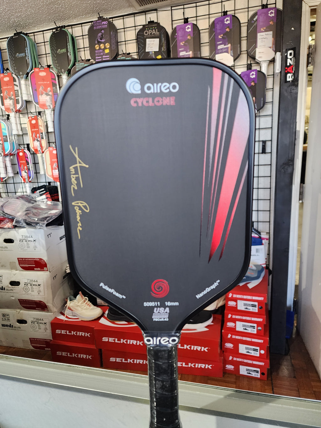 Aireo Cyclone AP Signature Elongated Pickleball Paddle with NanoGraph Grit Surface Dink Dynasty