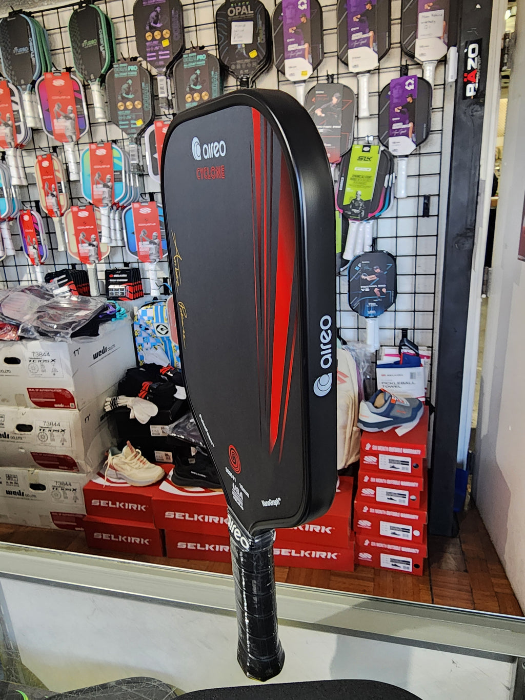 Aireo Cyclone AP Signature Elongated Pickleball Paddle with NanoGraph Grit Surface Dink Dynasty