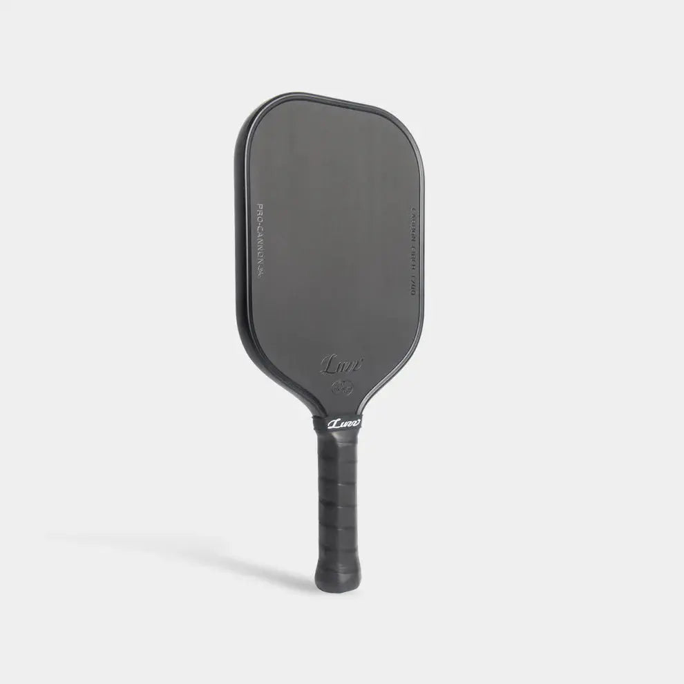LUZZ Black pickleball paddle on a light gray background