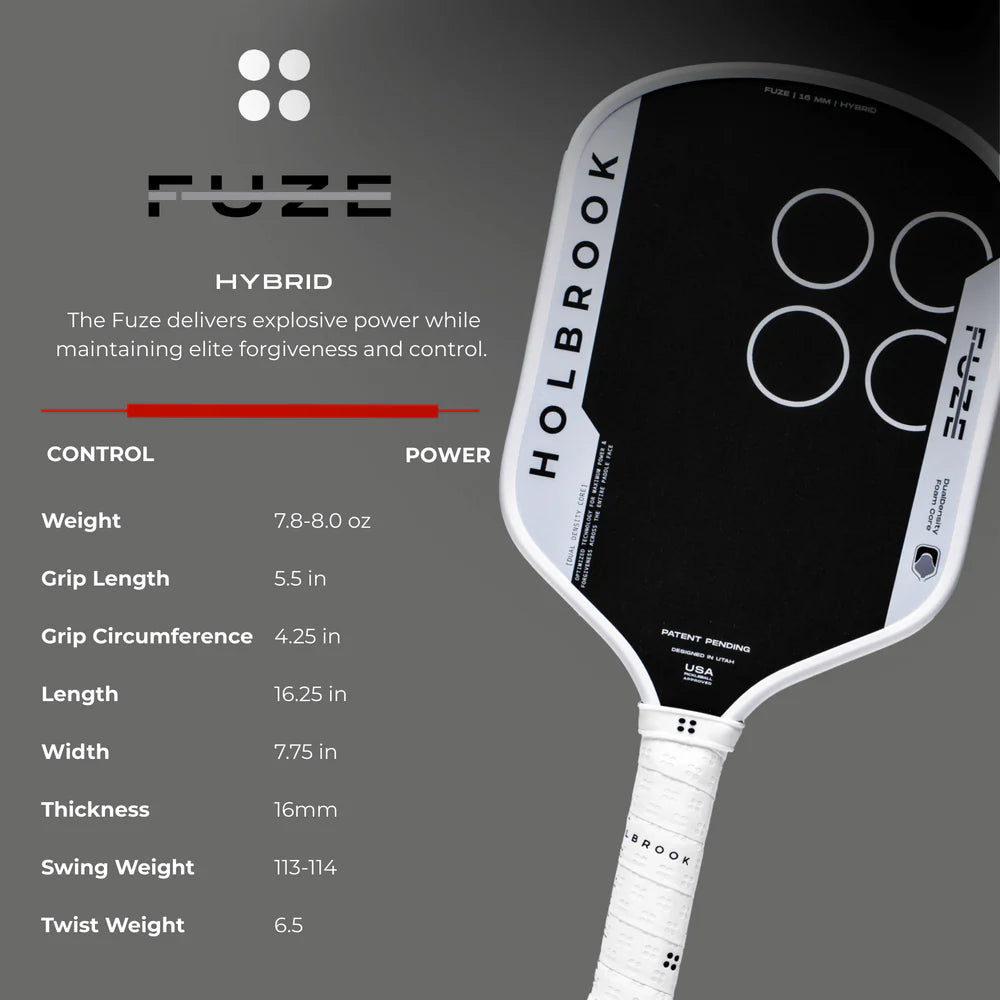 Holbrook Fuze Hybrid 16mm Pickleball Paddle | Balanced Power Dink Dynasty