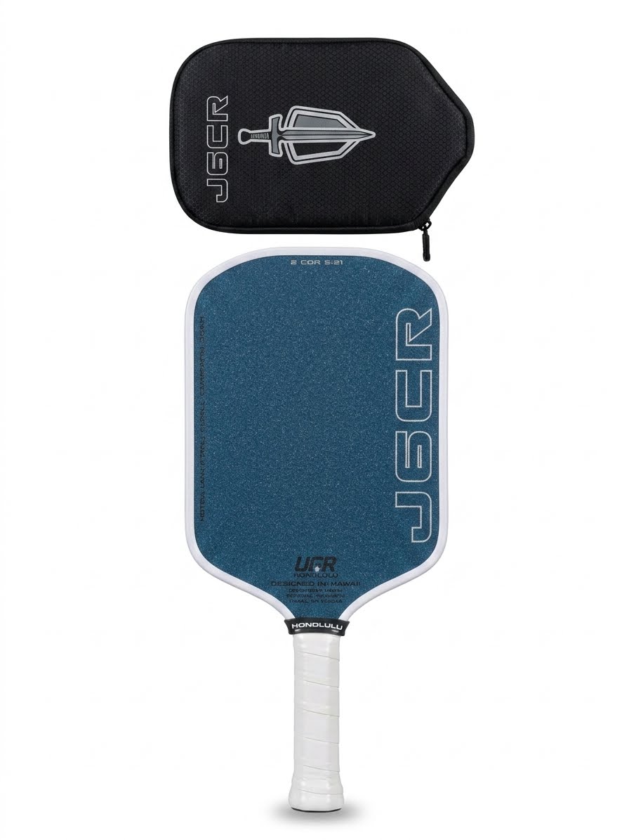 Honolulu J6CR Crystal Blue Grit Elongated Pickleball Paddle Dink Dynasty