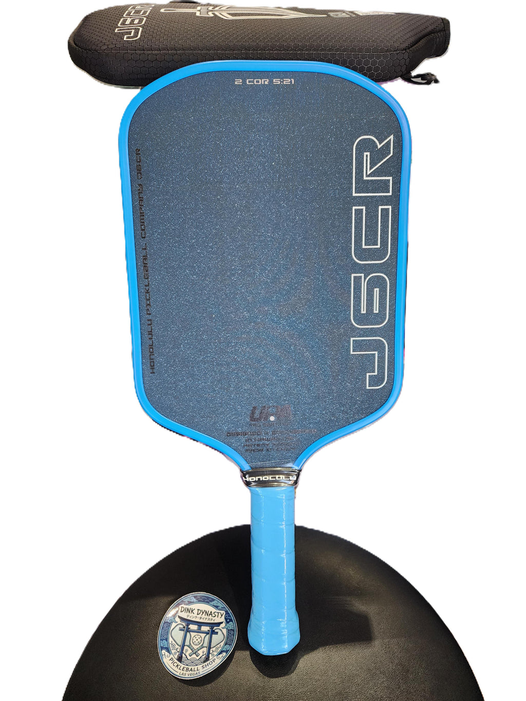 Honolulu J6CR Crystal Blue Grit Elongated Pickleball Paddle Dink Dynasty
