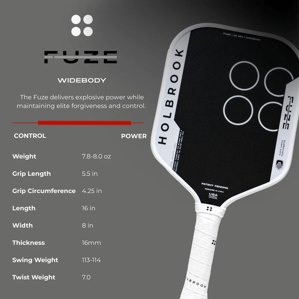Holbrook Fuze 16mm Widebody Pickleball Paddle | Large Sweet Spot & Control Dink Dynasty